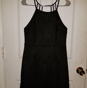 Black Faux Suede Spghtt St Back Dress M